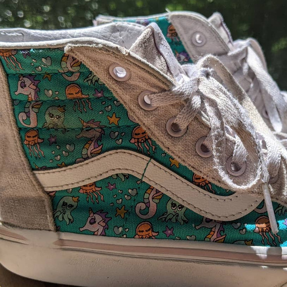 VANs SEA PARTY SK8 HI ZIP ORCHID ICE TRUE WHITE  size: 2.5 kids - Picture 2 of 11
